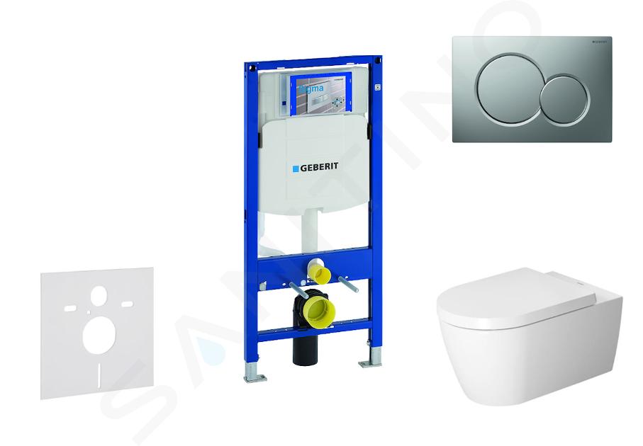 Geberit Duofix - Ensemble bâti-support, cuvette de toilette et siège ME by Starck, Rimless, SoftClose, plaque Sigma01, chrome mat 111.300.00.5 NM3