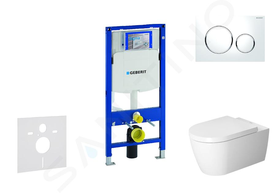 Geberit Duofix - Modul pro závěsné WC s tlačítkem Sigma20, bílá/lesklý chrom + Duravit ME by Starck - WC a sedátko, Rimless, SoftClose 111.300.00.5 NM4