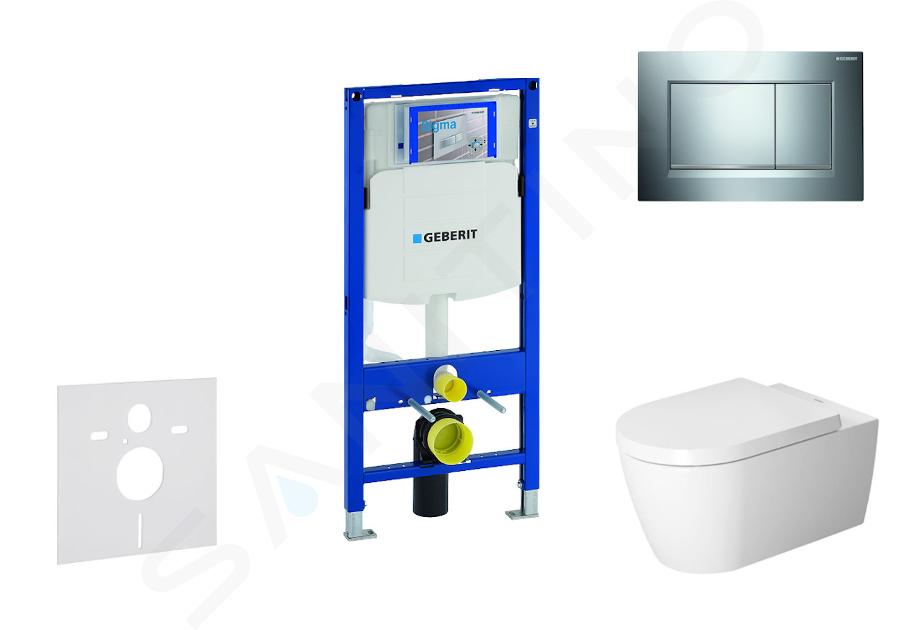 Geberit Duofix - Modul pentru WC suspendat cu clapetă Sigma30, crom lucios/crom mat + Duravit ME by Starck - WC și capac, Rimless, SoftClose 111.300.00.5 NM6