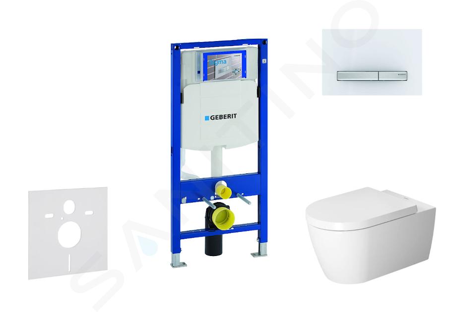 Geberit Duofix - Ensemble bâti-support, cuvette de toilette et siège ME by Starck, Rimless, SoftClose, plaque Sigma50, blanc alpin 111.300.00.5 NM8