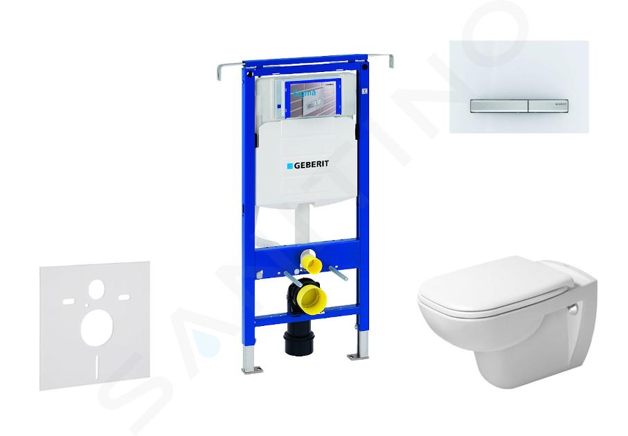 Geberit Duofix - Moduł do wiszącej toalety z przyciskiem Sigma50, biel alpejska + Duravit D-Code - toaleta i deska sedesowa, bezkołnierzowa, SoftClose 111.355.00.5 NH8