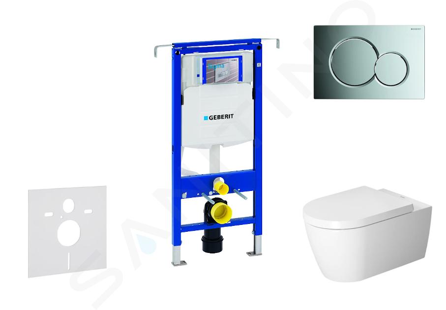 Geberit Duofix - Modul pentru WC suspendat cu clapetă Sigma01, crom lucios + Duravit ME by Starck - WC și capac Rimless, SoftClose 111.355.00.5 NM2