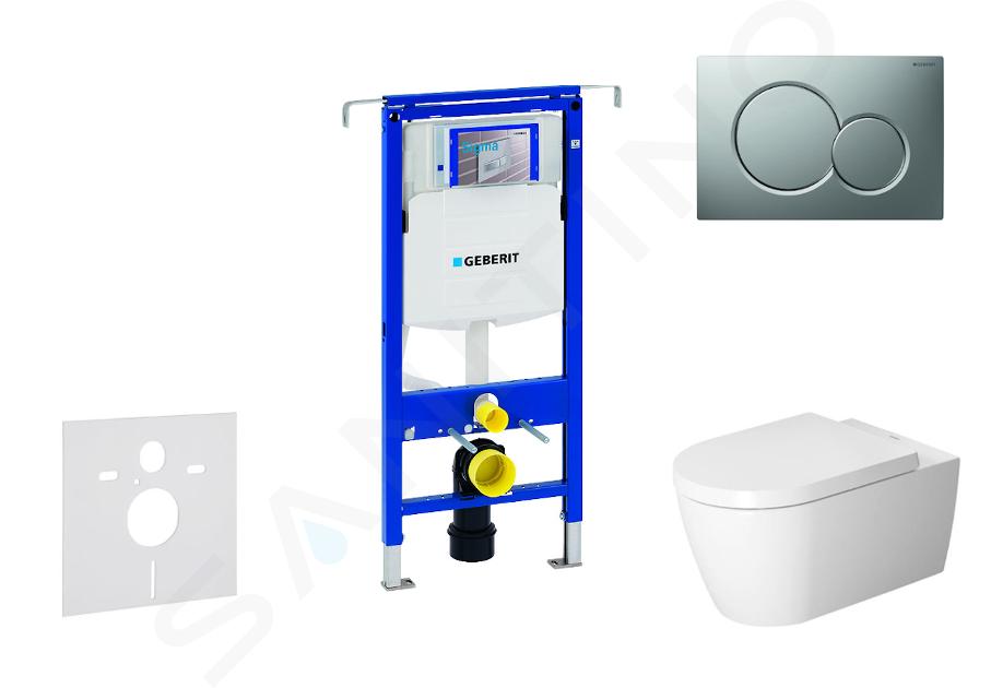 Geberit Duofix - Modul na závesné WC s tlačidlom Sigma01, matný chróm + Duravit ME by Starck - WC a doska, Rimless, SoftClose 111.355.00.5 NM3