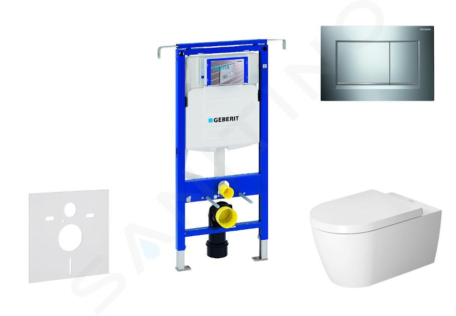 Geberit Duofix - Modul pentru WC suspendat cu clapetă Sigma30, crom lucios/crom mat + Duravit ME by Starck - WC și capac, Rimless, SoftClose 111.355.00.5 NM6