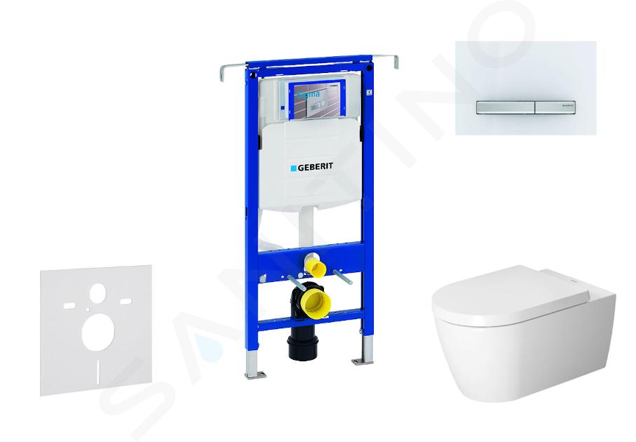 Geberit Duofix - Modul pentru WC suspendat cu clapetă Sigma50, alb alpin + Duravit ME by Starck - WC și capac Rimless, SoftClose 111.355.00.5 NM8