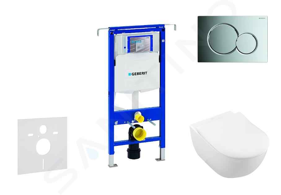 Geberit Duofix - Vorwandinstallationsset, WC mit Sitz Subway 2.0, DirectFlush, SoftClose, CeramicPlus, Betätigungsplatte Sigma01, Chrom glämzend 111.355.00.5 NI2