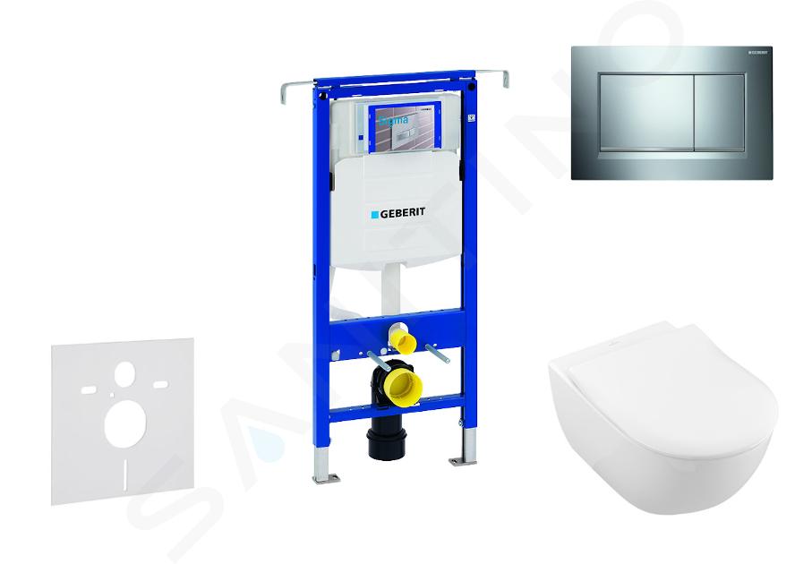 Geberit Duofix - Vorwandinstallationsset, WC mit Sitz Subway 2.0, DirectFlush, SoftClose, CeramicPlus, Betätigungsplatte Sigma30, Chrom glänzend/Chrom matt 111.355.00.5 NI6