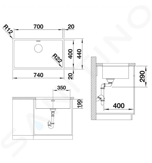 Pack Fregadero + Grifo Blanco Andano 700IF. Acero Inoxidable. Para mueble  de 80cm. - Maison de Luxe