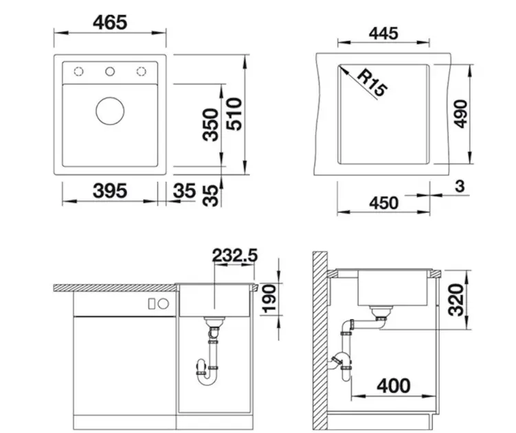 Blanco Dalago 45 - Silgranitspüle, 465x510 mm, mit  