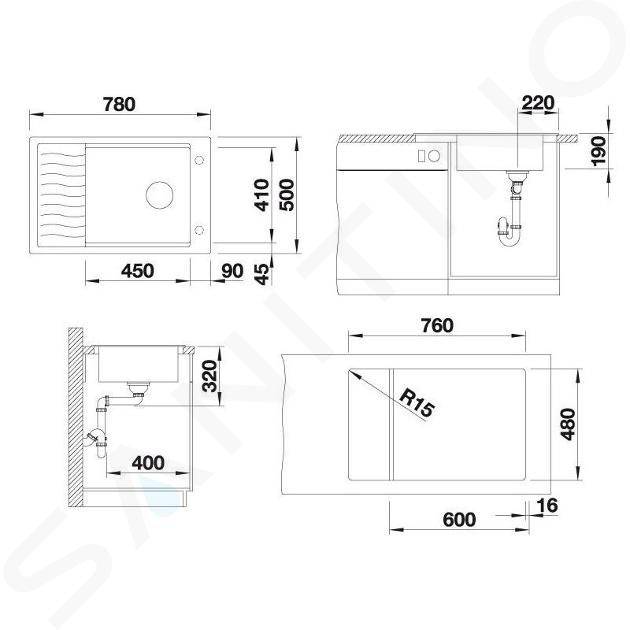 Fregadero de cocina ELON XL 6 S - Blanco