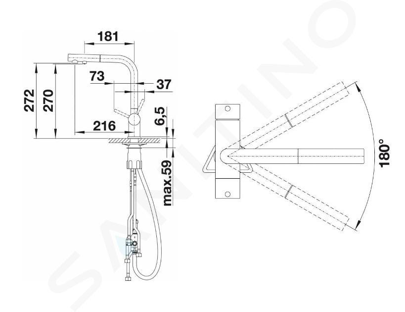 Blanco Miscelatore a 3 vie doppio comando con doccetta estraibile FONTAS-S  II 1525198 finitura cromato