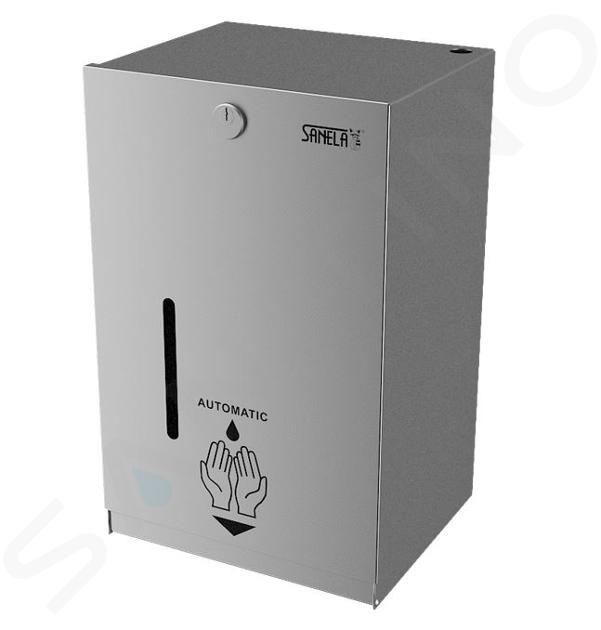 Sanela RVS zeepdispensers - Automatische opbouw dispenser voor desinfectie, inhoud 5 l, batterij voeding, mat rvs SLZN 59EB