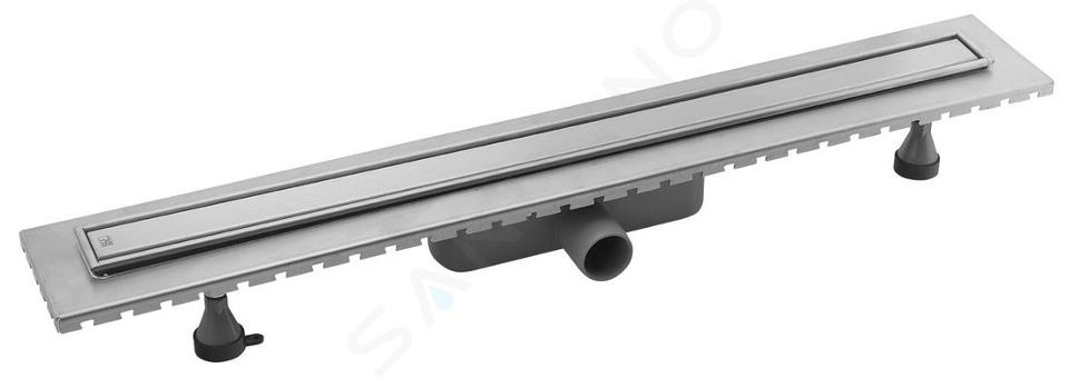 Sapho Omp Tea Esseflow - Canalina doccia in acciaio inox con griglia, centro stanza, 910x60x80 mm, acciaio inox 6963.301.8