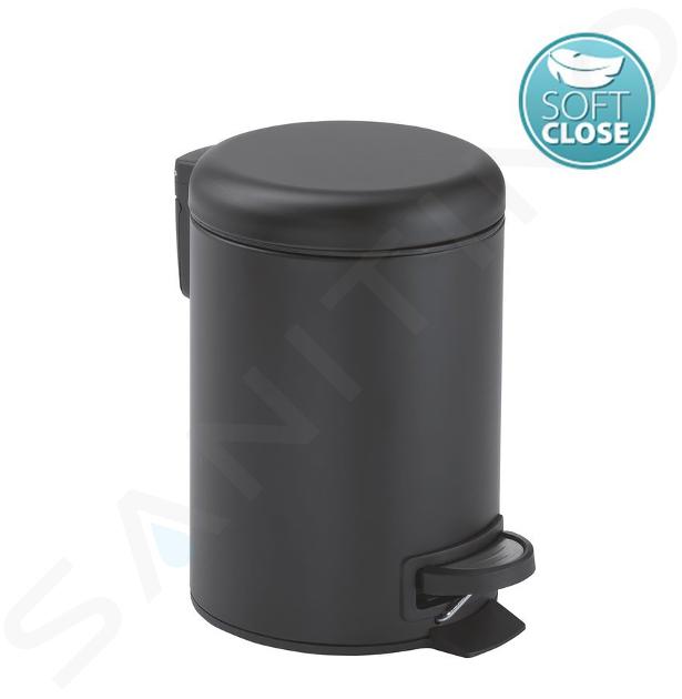 Sapho Accessori bagno Gedy - Pattumiera 5 l, Soft Close, nero opaco 330914