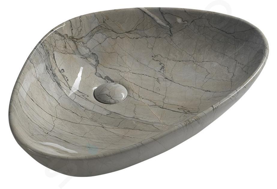 Sapho Dalma - Lavabo da appoggio, 585x390 mm, senza foro per miscelatore, senza troppopieno, grigio MM213