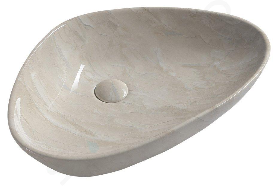 Sapho Dalma - Lavabo da appoggio 585x390 mm, senza foro per miscelatore, senza troppopieno, marfil MM227