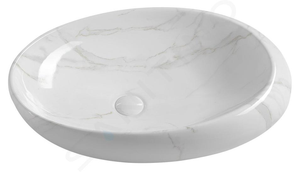 Sapho Dalma - Lavabo para encimera, 68x44 cm, sin agujero para grifo, sin rebosadero, carrara MM317