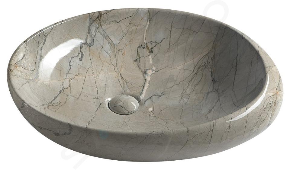 Sapho Dalma - Lavabo sobre encimera 68x44 cm, sin orificio para grifo, sin rebosadero, grigio MM313