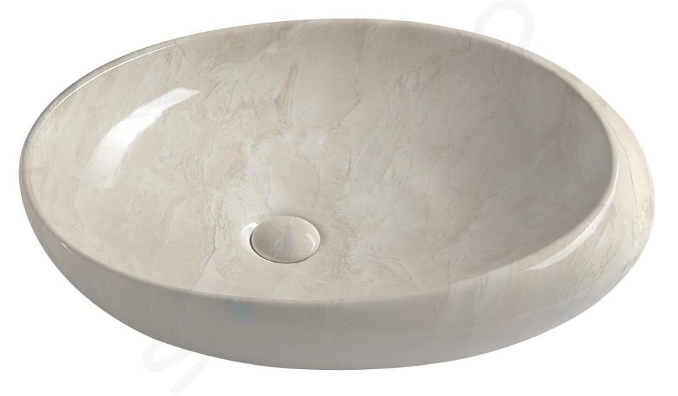 Sapho Dalma - Lavabo da appoggio 680x440 mm, senza foro per miscelatore, senza troppopieno, marfil MM327