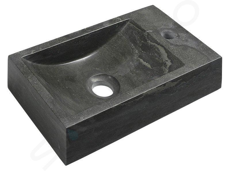 Sapho Blok - Mosdókagyló 400x220 mm, jobb oldali csapfurattal, túlfolyó nélkül, antracit színű 2401-28