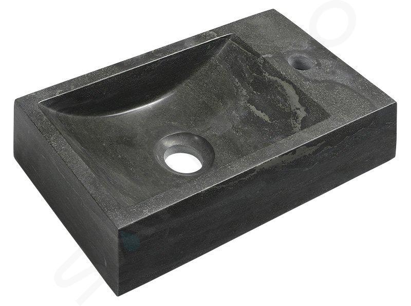 Sapho Blok - Lavabo 400x220 mm, trou pour robinet à droite, sans trop-plein, anthracite 2401-28