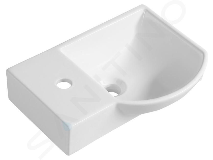 Sapho Small - Lave-mains Litos 450x320 mm, avec un trou pour mitigeur à gauche, avec trop-plein, blanc 4779