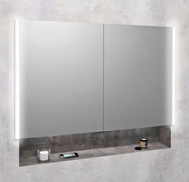 Sapho Integra - Spejlskab med LED-belysning, 106x70x17cm, indbygget, titan alu IN105