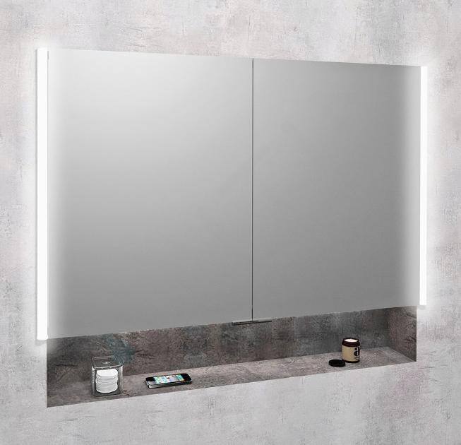 Sapho Integra - Zrcadlová skříňka s LED osvětlením, 106x70x17 cm, vestavná, titan alu IN105