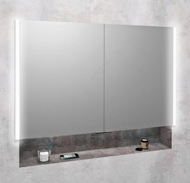 Sapho Integra - Armoire de toilette avec éclairage LED, 106x70x17 cm, encastrable, alu titane IN105