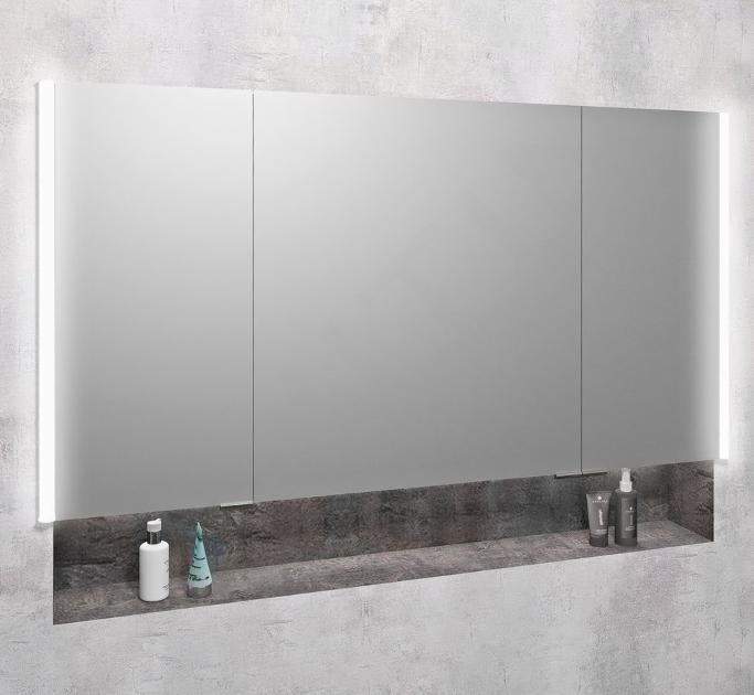 Sapho Integra - Armoire de toilette encastrée avec éclairage LED, 126x70 cm, miroir/alu titane IN125