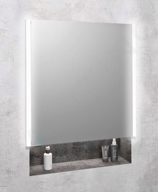 Sapho Integra - Armadio a specchio da incasso con illuminazione LED, 652x700 mm, specchio/titanio alu IN065