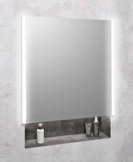 Sapho Integra - Ugrađena ogledalna ormarić sa LED rasvjetom, 65 x 70 cm, ogledalo/titanij-aluminij IN065