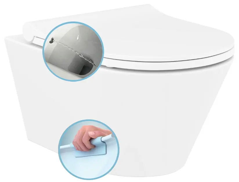 Sapho Avva - Конзолна тоалетна чиния с хигиенен душ, Rimless, бяла 100312