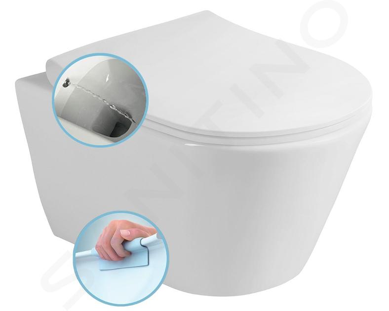 Sapho Avva - Hangend toilet met bidetdouche, Rimless, wit 100312