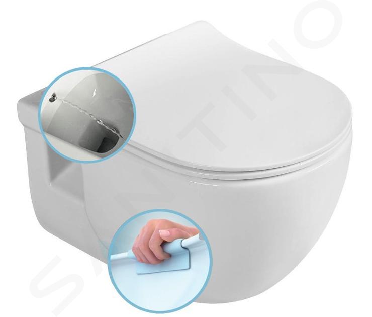 Sapho Brilla - Hangend toilet met bidetdouche, Rimless, wit 100612