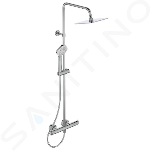Ideal Standard CeraTherm - Conjunto de ducha T100 con termostato, 20 cm, 3 chorros, cromo A7240AA