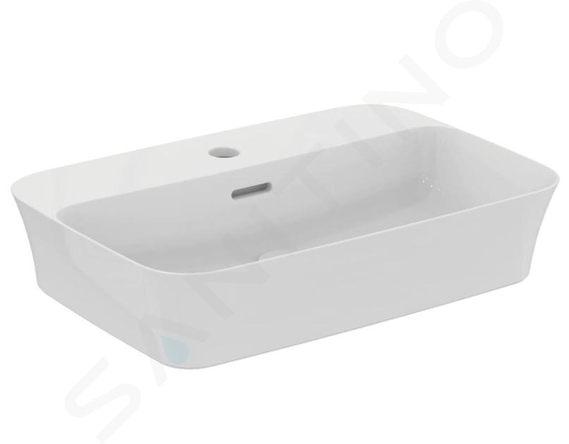 Ideal Standard Ipalyss - Lavabo sobre encimera, 550x380 mm, con rebosadero, 1 orificio para grifería, blanco E207701