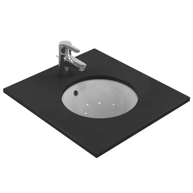 Ideal Standard Connect - Vasque sous plan, diamètre 380 mm, avec trop-plein, Ideal Plus, blanc E5052MA