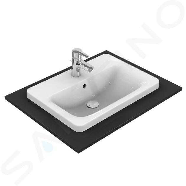 Ideal Standard Connect - Lavabo encastrado, 580x430 mm, con rebosadero, 1 orificio para grifería, Ideal Plus, blanco E5044MA