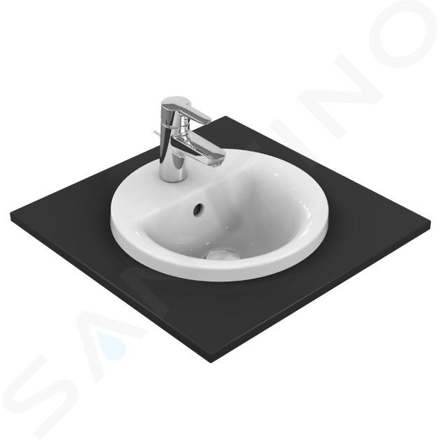 Ideal Standard Connect - Lavabo encastrado, diámetro 380 mm, con rebosadero, 1 orificio para grifería, Ideal Plus, blanco E5041MA