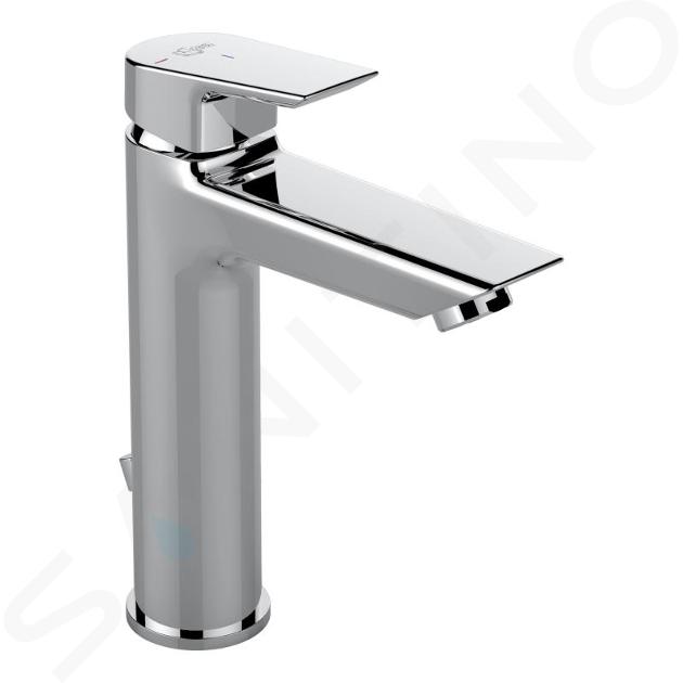 Ideal Standard Tesi - Grifo de lavabo Grande con desagüe, BlueStart, cromo A6564AA