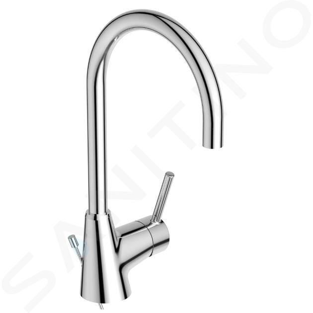 Ideal Standard CeraLine - Miscelatore da lavabo, con sistema di scarico e braccio di erogazione girevole, cromo BC195AA