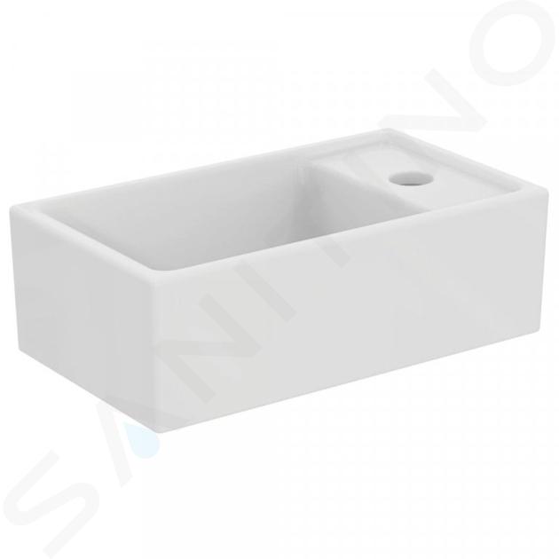 Ideal Standard Tempo - Lave-mains, 37x21 cm, sans trop-plein, 1 trou de robinetterie à droite, blanc E210901