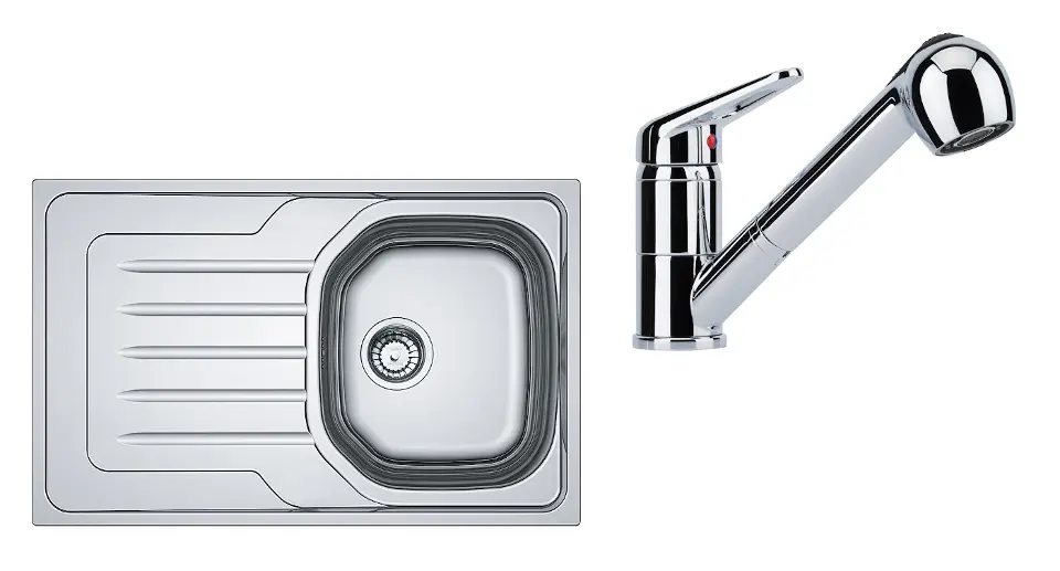 Franke Colonnes - Ensemble N75, évier inox OLN 611-79 et robinetterie FC 9547.031, inox/chrome 101.0618.830