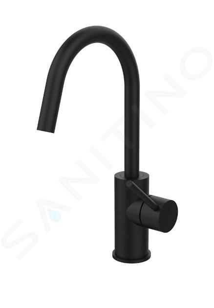 Paffoni Light - Grifo de lavabo con caño giratorio, negro mate LIG078NO