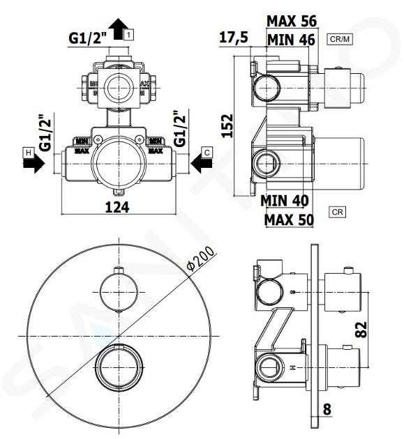 Paffoni Light Thermostat Duscharmatur Unterputz Mit Einbaukorper 1 Ausgang Schwarz Matt Liq013no Sanitino At