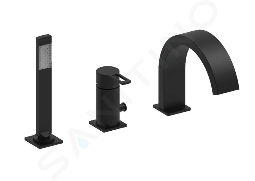 Paffoni Ringo - Grifo de 3 orificios para borde de bañera, negro mate RIN040LNO