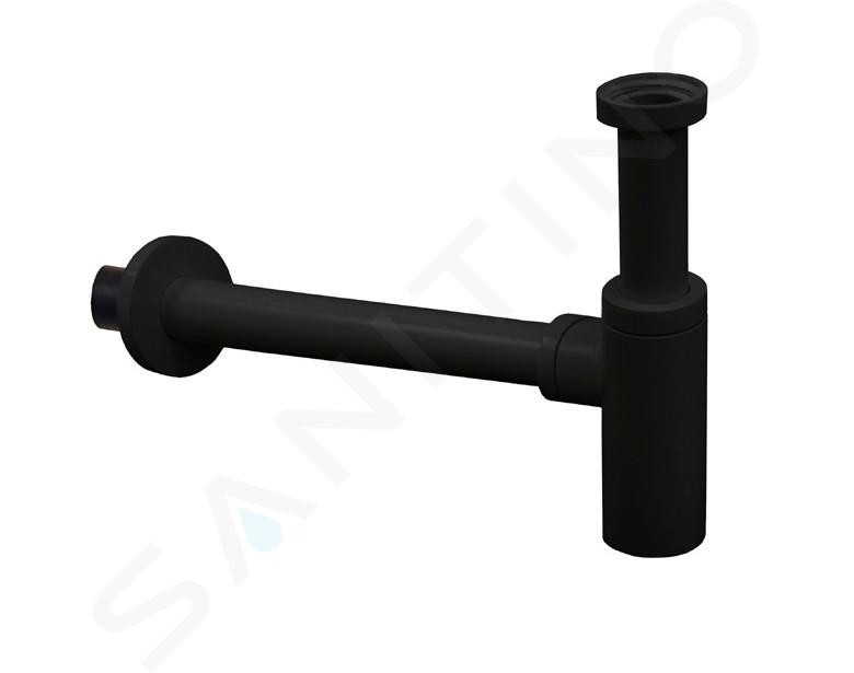 Paffoni Ringo West - Sifón para lavabo 1 1/4, desagüe 32 mm, negro mate ZACC240NO