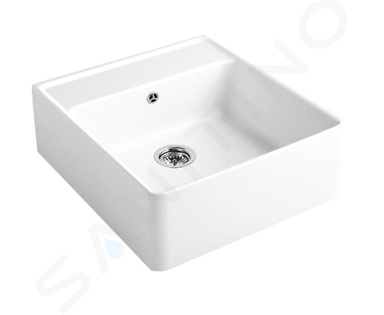 Villeroy & Boch Lavelli - Lavello in ceramica 630x595 mm con sistema di scarico, CeramicPlus, bianco alpino 632061R1