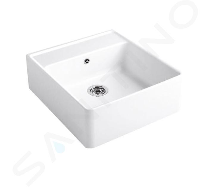 Villeroy & Boch Fregaderos - Fregadero cerámico 630x595 mm con desagüe, CeramicPlus, blanco alpino 632062R1